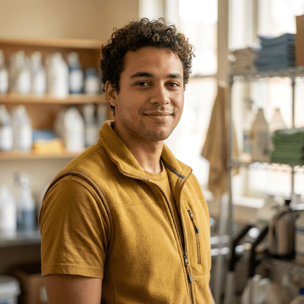 David Thompson with his new garden fountain