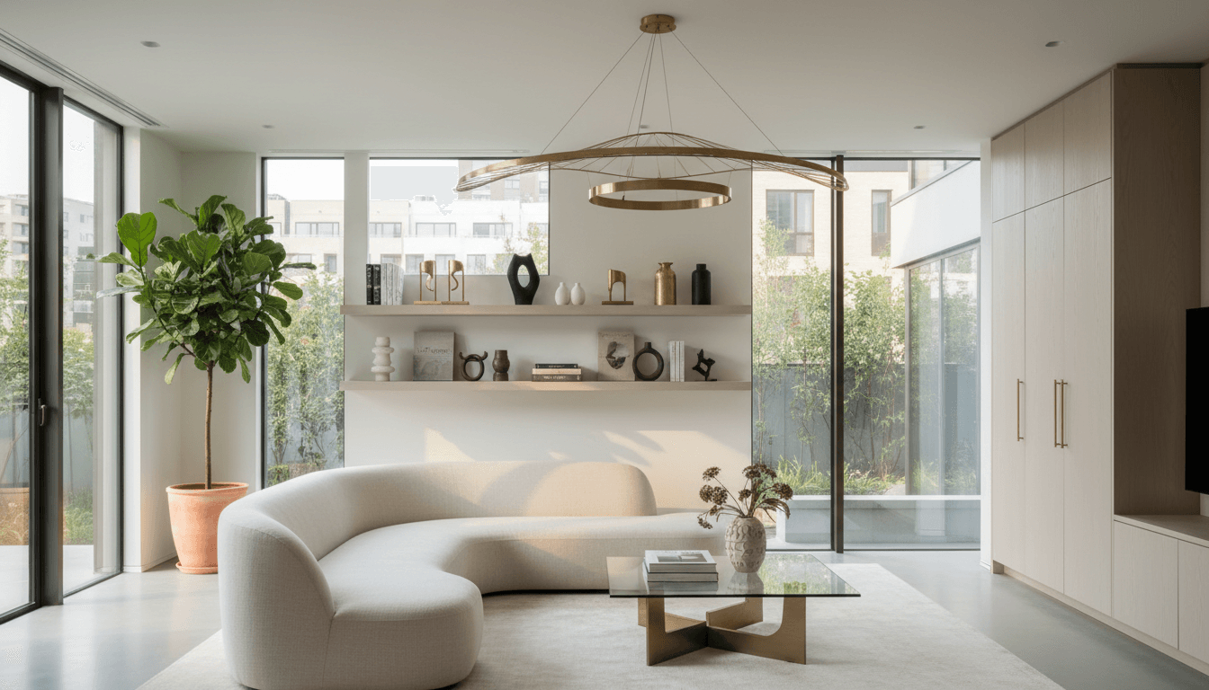 Modern living room styled with contemporary home and garden décor