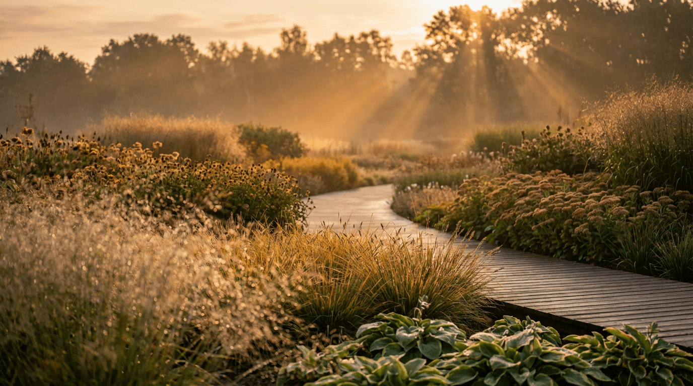 Outdoor garden transformation with solar lights and decorative fountains