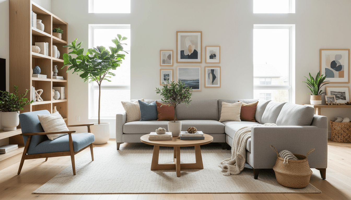 Modern living room styled with home décor from Litecron LLC